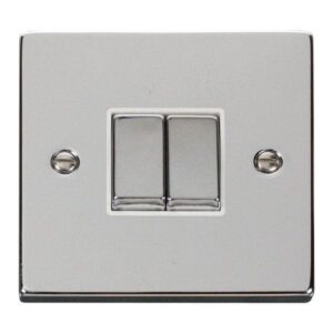 Click Deco 2 Gang 2 Way Switch Polished Chrome, White