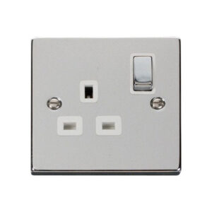 Click Deco Ingot Polished Chrome 13A Single Socket White Insert