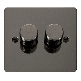 Click Define Flat Plate Black Nickel 2 Gang 2 Way 400W Dimmer