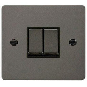 Click Define Flat Plate Black Nickel 2 Gang 2 Way Switch