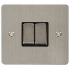 Click Define Flat Plate Stainless Steel 2 Gang 2 Way Switch