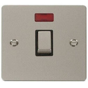 Click Define Stainless Steel 20A Double Pole Switch with Neon for AC / Water Heater