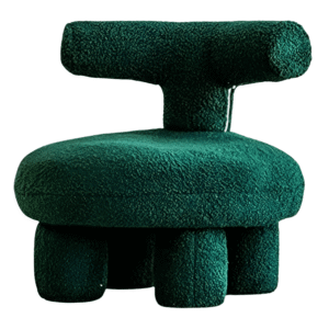 Green Furry Comfort With Backrest Footstool