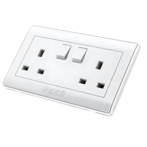 Ingco 13A 2-Gang Switched Double BS Socket – HESST0213A