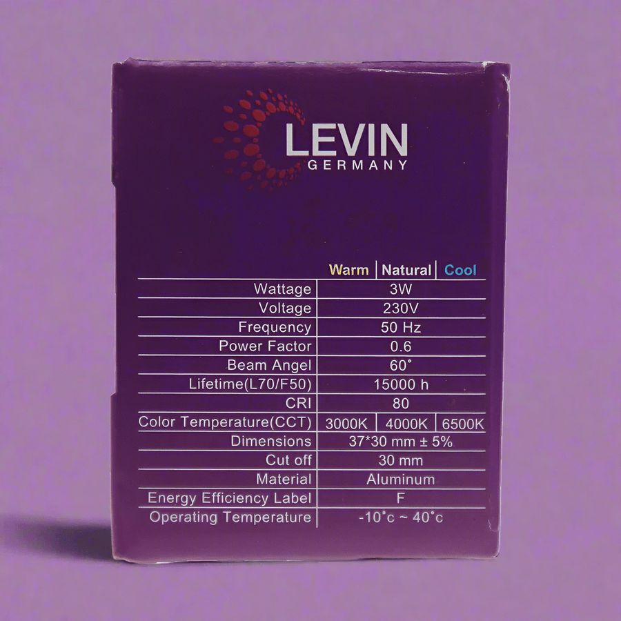 Levin LED 30mm 3000K Mini Spot Warm White Light - 3W - Image 2