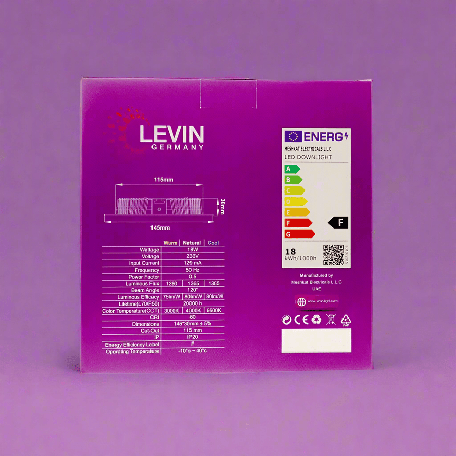 Levin LED 6500K Recessed Cool White Light - 18W - Image 2