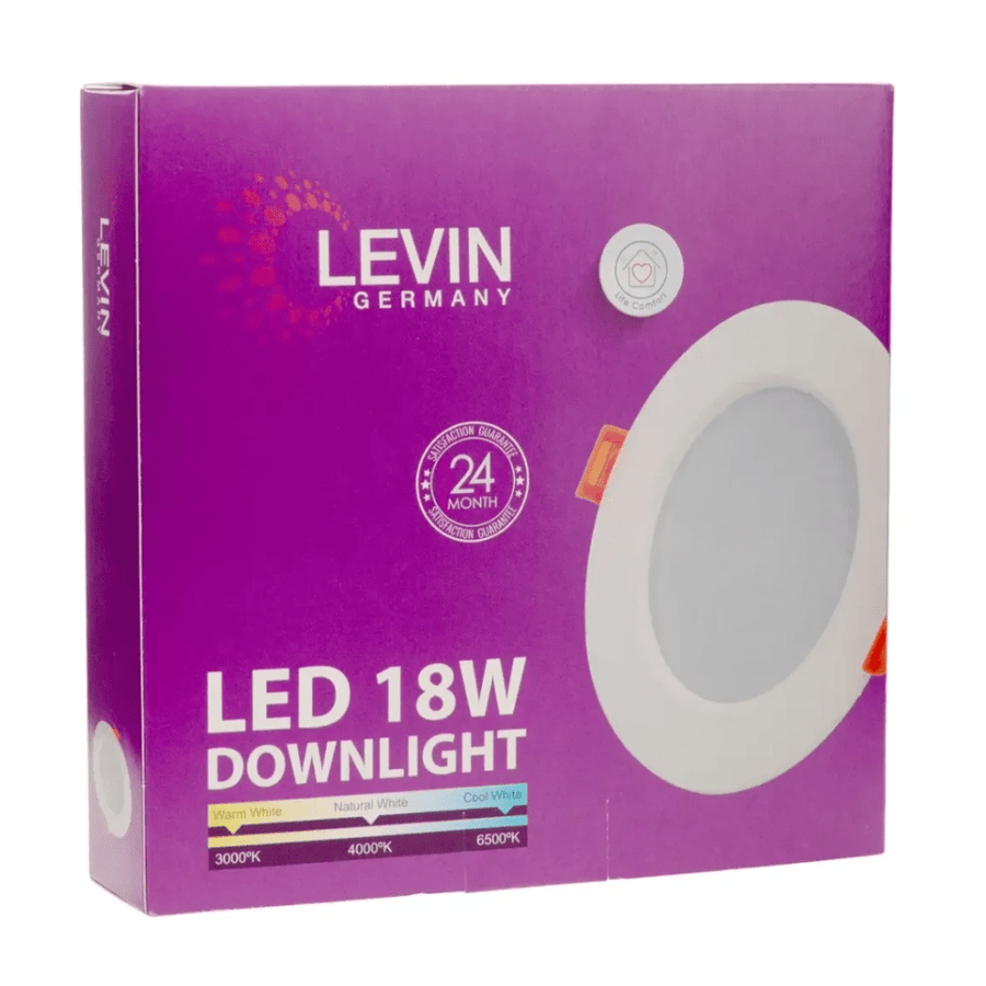 Levin LED 6500K Recessed Cool White Light - 18W