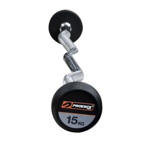 Proesce Rubber Barbell With Curled Bar 15KG - LDBS-220-15KG