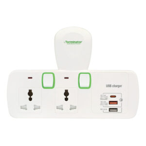 Terminator 2-Way T-Socket Multi Adaptor with 3 USB (A&C Type) - TMA 2T-3UAC