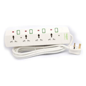 Terminator 4-Way Universal Power Extension Socket with Surge Protection - TPB 4ASP-3M