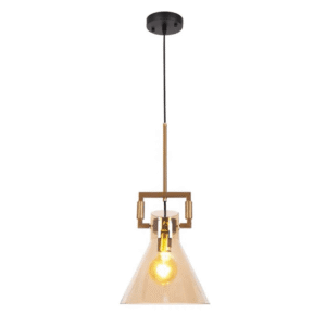 Amber Funnel Glass Gold Metal Body Ceiling Pendant Light