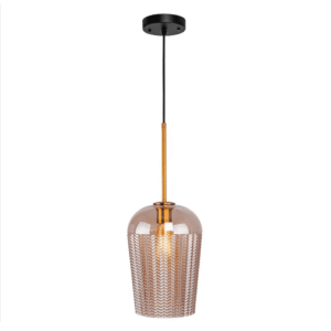 Amber Glass Chevron Schoolhouse Pendant Ceiling Light