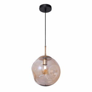 Amber Glass Crater E27 Pendant Ceiling Light