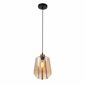 Amber Glass Schoolhouse E27 Pendant Ceiling Light L