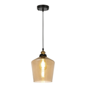 Amber Glass Schoolhouse E27 Pendant Ceiling Light
