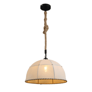 American Country Antique Hemp Rope Ecru Fabric Pendant Light