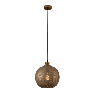 Antique Brass Globe Moroccan Style E27 Pendant Ceiling Light