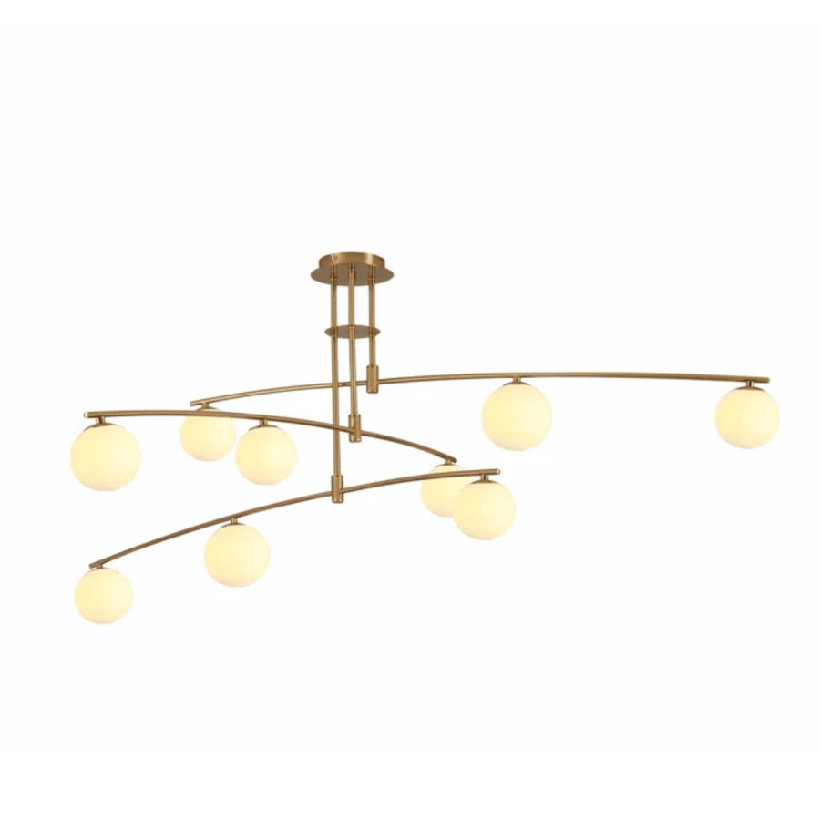 Balanced Palm Opal 9 Globes and Gold Body Modern Chandelier Ceiling Light - 3W