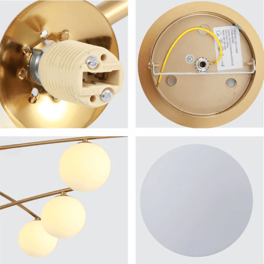 Balanced Palm Opal 9 Globes and Gold Body Modern Chandelier Ceiling Light - 3W - Image 2