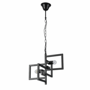 Black 4 Rectangle Chandelier E27 Pendant Ceiling Light - 375 mm