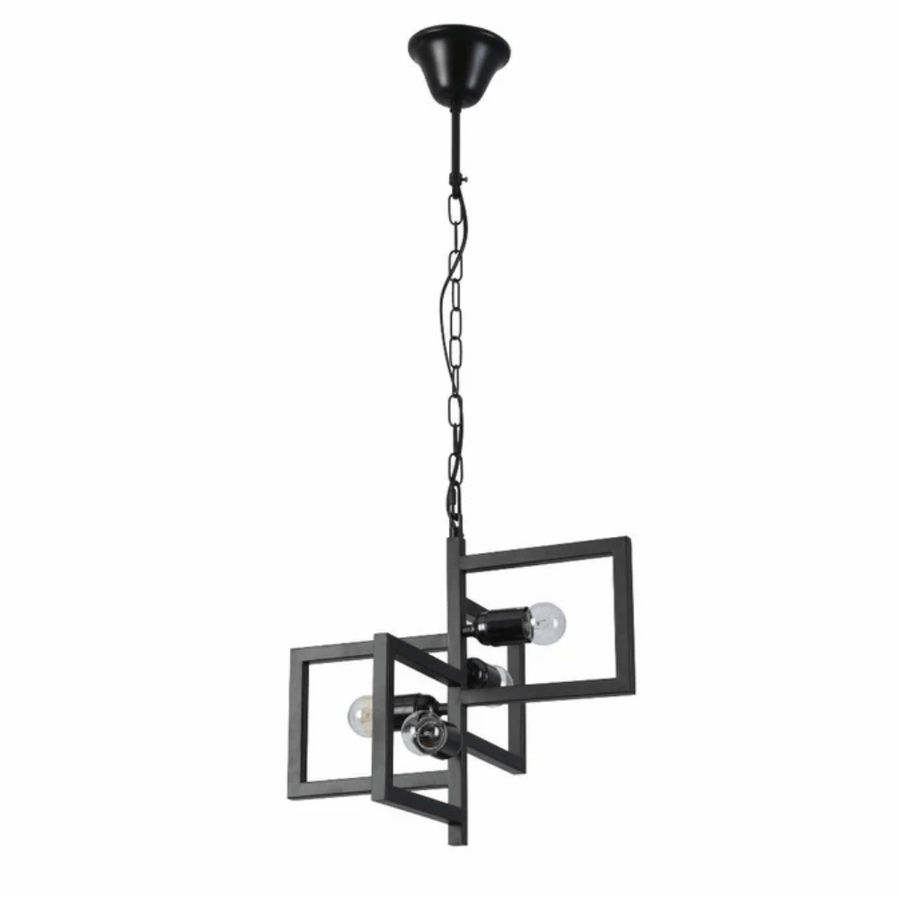 Black 4 Rectangle Chandelier E27 Pendant Ceiling Light - 375 mm