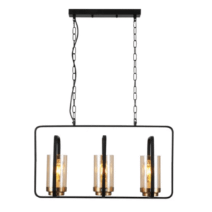 Black Amber Kitchen Island E27 Chandelier Pendant Ceiling Light - 3 Lamps