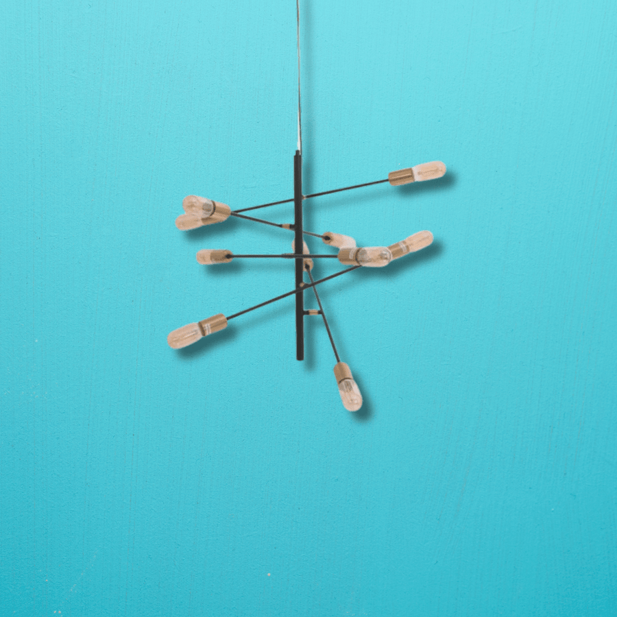 Black and Gold Sputnik Rod Modern E27 Pendant Chandelier Ceiling Light - 10 Lamps - Image 2