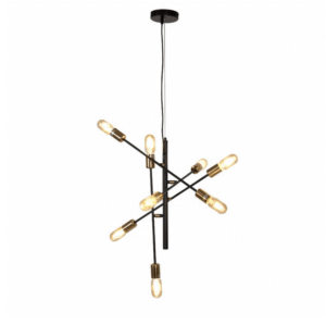 Black and Gold Sputnik Rod Modern E27 Pendant Chandelier Ceiling Light  - 8 Lamps