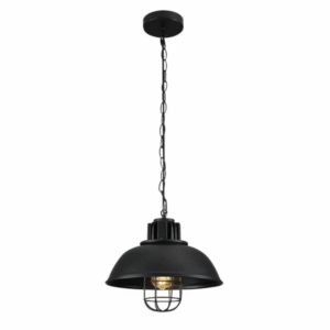 Black Dome Caged Industrial Metal E27 Ceiling Pendant Light