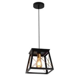 Black Gold Caged Industrial Retro Square E27 Pendant Ceiling Light