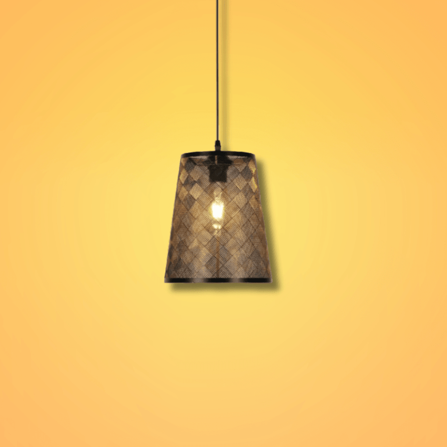 Black & Gold Metal Frustum E27 Pendant Ceiling Light - Image 2