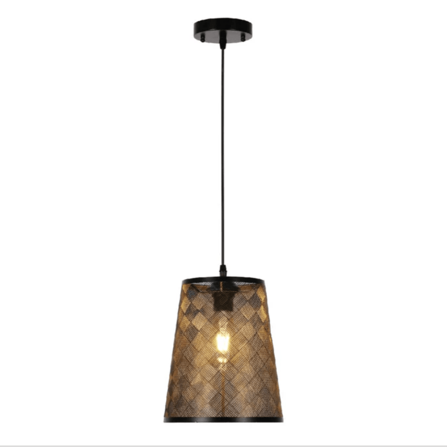 Black & Gold Metal Frustum E27 Pendant Ceiling Light