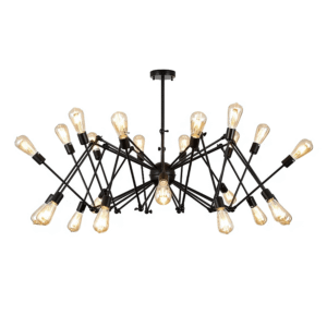 Black Hinged Rod Metal 24 Lamp Spider Chandelier Ceiling - 40W