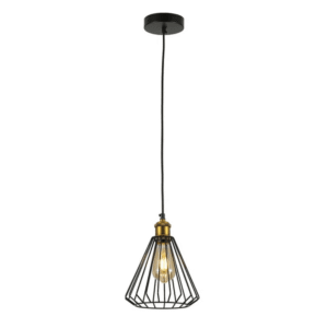 Black Metal Caged Funnel E27 Pendant Ceiling Light