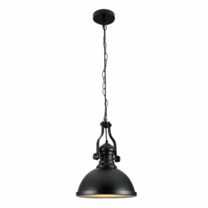 Black Nautical Dome Shade Glass Metal E27 Ceiling Pendant Light
