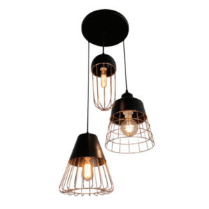 Black Top Rose Gold Metal Cage Mix E27 Pendant Ceiling Light