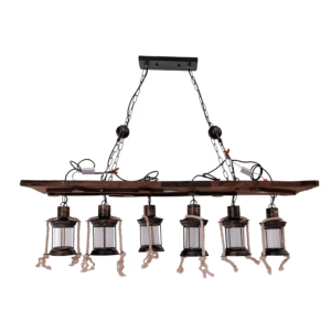 Board Wood Cylinder Glass Farmhouse Kitchen Island E27 Pendant Ceiling Light  - 6 Lamps