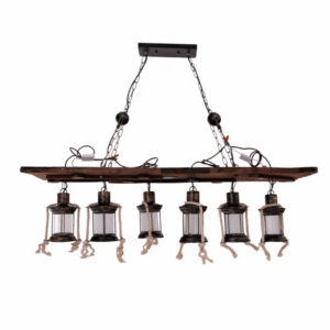 Board Wood Cylinder Glass Farmhouse Kitchen Island E27 Pendant Ceiling Light  - 6 Lamps