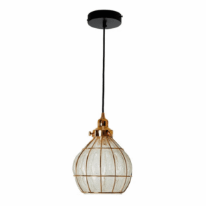 Caged Copper Metal Clear Glass Indian Dome E27 Pendant Ceiling Light
