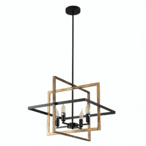 Caged Gold Black Cuboid Lantern Nautical E14 Pendant Ceiling Light