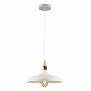 Capo Black/White Flat Nordic Wood Metal E27 Pendant Ceiling Light  - 345 mm