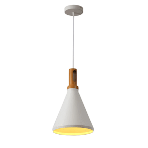 Capo White Cone Nordic Wood Metal E27 Pendant Ceiling Light  - 250 mm