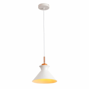 Capo White Funnel Nordic Wood Metal E27 Pendant Ceiling Light  - 250 mm