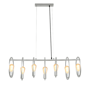 Circle Caged Silver Grey Island Chandelier Ceiling Light - 40W