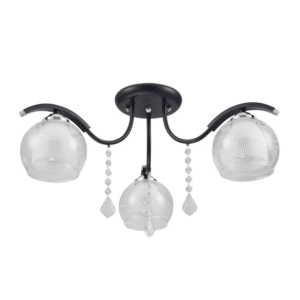 Clear Opal Double Layer Bell 3 Lamp Glass Semi Flush Ceiling Light - 40W