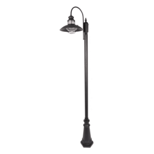 Cottage Style Matt Black Clear Glass E27 Sunflower Post Top Lamp - 60W