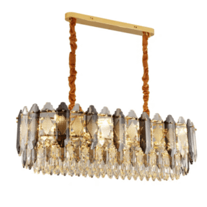 Deluxe Smoky Clear Crystal Modern Island Chandelier Light Gold - L890mm