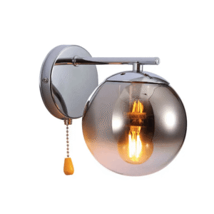 Elephant Globe 1xE27 Chrome Smoky Glass Wall Light - 52011