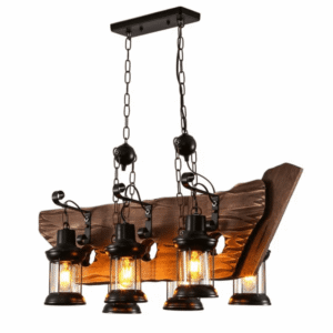 Farmhouse Wood Marine Galley Nautical Kitchen Island Chandelier Ceiling Light - 900mm