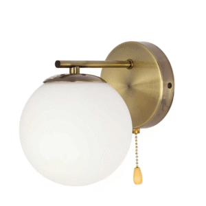 Globe 1xE27 Rod OPAL+ Antique Brass Wall Light - 52030
